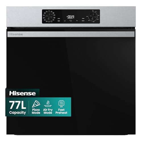 Image of Hisense BI626PXUPUK - Built-in 77L Electric Single Oven - Stainless Steel with Fast preheat, Even Bake, 300°C Pizza Mode, Frozen Food Mode, Pyrolytic Self Clean - A+ Rated, Extra Large