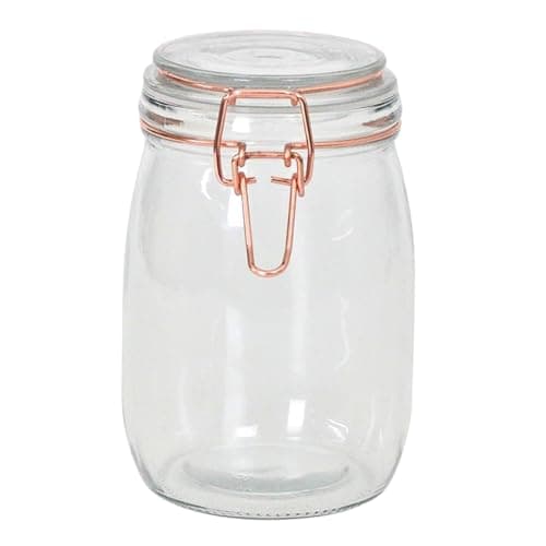 Image of Tala 1Litre Glass Copper Clip Top Storage Jars Spices Pasta