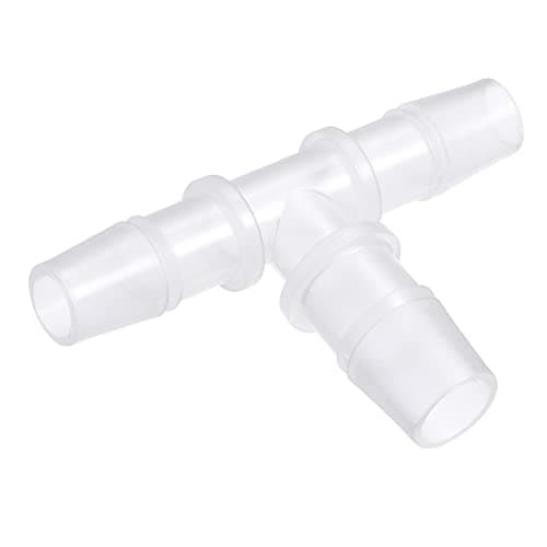 Image of M METERXITY Barb Hose Fittings - 10x12x10mm OD Tee Plastic Pipe Connectors Apply to Water Fuel, Transparent(T Shaped 3 Way)