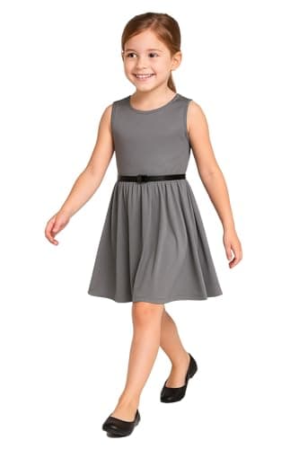 Image of A2Z 4 Kids Girls Plain Skater Dress Party Fashion Summer - New Skater Dress Steel Grey 13