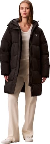 Image of Calvin Klein Women’s Belted Mid Weight Long Down Coat, Black (Black), M