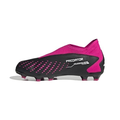 Image of adidas Predator Accuracy.3 Firm Ground Soccer Shoe, Black/White/Team Shock Pink (Laceless), 4.5 US Unisex Big Kid