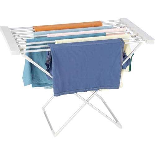 Image of Homefront Heated Clothes Airer Dryer Rack Rail, 130W, Ready Assembled (No Tools Required, Clip And Use) Indoor Portable Free Standing Energy Efficient, Lightweight Aluminium (Silver)