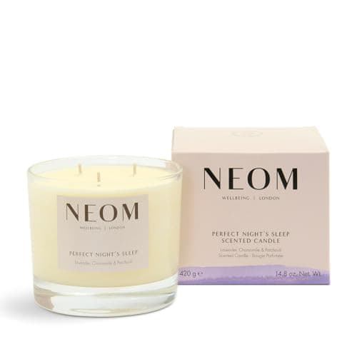 Image of NEOM- Perfect Night's Sleep Scented Candle, 3 Wick | Lavender, Chamomile & Patchouli| Essential Oil Aromatherapy Candle | Scent to Sleep