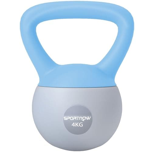 Image of SPORTNOW Soft Kettlebell, 4kg Kettle Bell with Non-Slip Handle for Home Gym Weight Lifting and Strength Training, Light Blue and Grey