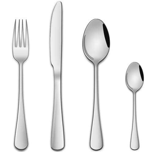 Image of 16-Piece Cutlery Sets Service for 4,Stainless Steel Silverware Sets for Kitchen Includes Knife Spoon and Fork Utensils Sets for Kitchen,Dishwasher Safe Flatware Sets