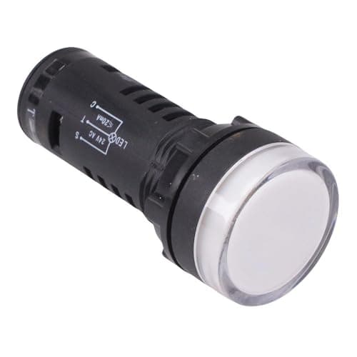 Image of White 22mm LED Pilot Indicator Light With Lamp Test 24V IP65
