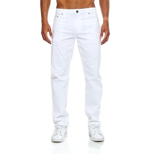 Image of Jeel Men's Jeans - Regular-fit - Straight-Cut - Stretch - Jeans Trousers - Basic Washed 08-White 40W / 32L