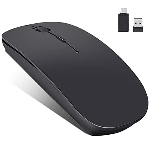 Image of LEAPEST Wireless Bluetooth Mouse for MacBook Pro/Air/Mac/iPad/Laptop/Desktop/Mac/PC/Computer/Phone-Portable Slim Silent Office Mice with USB-C Adapter 2.4 GHz USB Mice (Black)