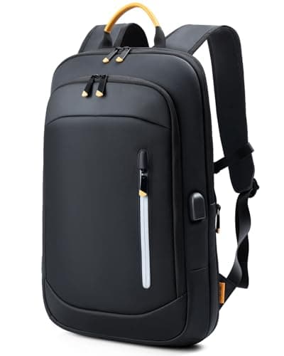 Image of Lekespring Laptop Backpack for Men, 15.6 Inch Slim Business Travel Rucksack with USB Charging Port, Expandable Water-resistant Lightweight Computer Bag, Black