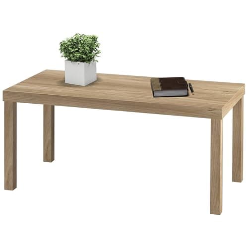 Image of URBNLIVING Coffee Sofa Side End Desk Table for Living Room, Home Office, Functional Accent Furniture, Stylish Desk Table for Office or Living Room, Modern Home Wooden Furniture - Oak