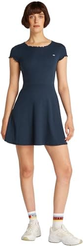 Image of Tommy Jeans Womens Tjw Babylock F&f Ext Dw0dw20614 Flare Dress, Blue (Dark Night Navy), XXL UK