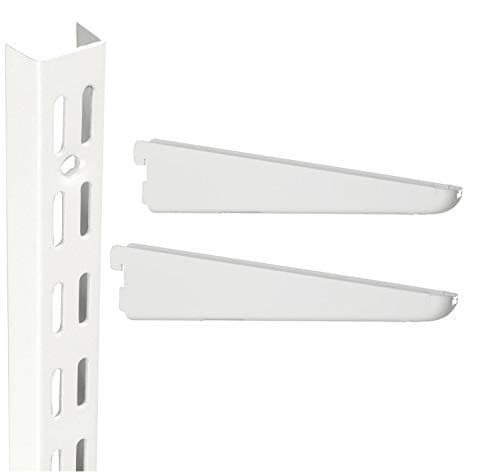 Image of Twin Slot Shelving Brackets 270mm x 2 Anti-Microbial Finish Strong Library School Home Use Garage Utility Storage 69kg Max Load