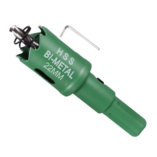 Image of METALLIXITY Bi-Metal Hole Saw 7/8", M42 HSS Circular Head 22mm Hole Cutter with Center Drill Bit - for Thick Stainless Steel Hard Steel Sheet, Green
