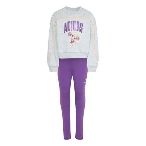 Image of adidas Girl's Disney Minnie Mouse Jogger, Light Grey Heather/Semi Ice Tangerine, 4-5 Years