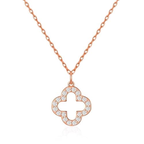 Image of Philip Jones Rose Gold Plated Clover Necklace Created with Zircondia® Crystals