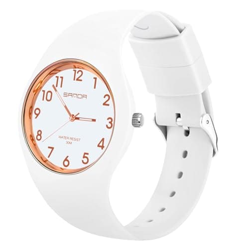 Image of AOOSU Women's Wrist Watch, Ladies Watches with Big Face, Soft Silicone Strap Quartz Watch, Waterproof Sport Ladies Wrist Watches Premium Fashion for Women Daily & Outdoor Wear White