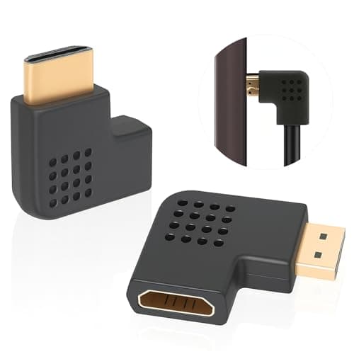 Image of Tuwonwa 2PCS Right Angle HDMI Adapter, 8K HDMI 90 and 270 Degree Angled Adapters Combo, HDMI 2.1 Right Angle Flat Extender Male to Female, Laptop, Monitor, Degree HDMI,Adapter,Angled Adapter