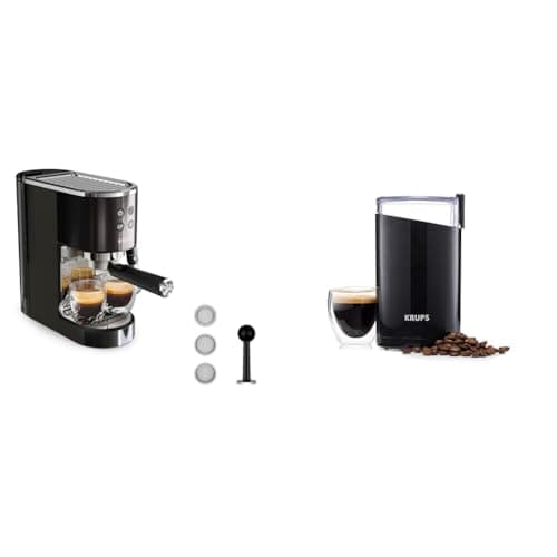 Image of Bundle of KRUPS Virtuoso+ Traditional Pump Espresso Machine and Cappuccino Maker with KRUPS Coffee Mill & Spice Grinder