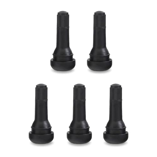 Image of Qurbun 5 PCS TR413 Tire Valve Stems, Rubber Snap-in Short Tubeless Tire Valve Stem, Air-Tight Seal Valve Stem Replacement Kit, Fit for 0.453 inch Rim Holes on Standard Vehicle Tires (Black)