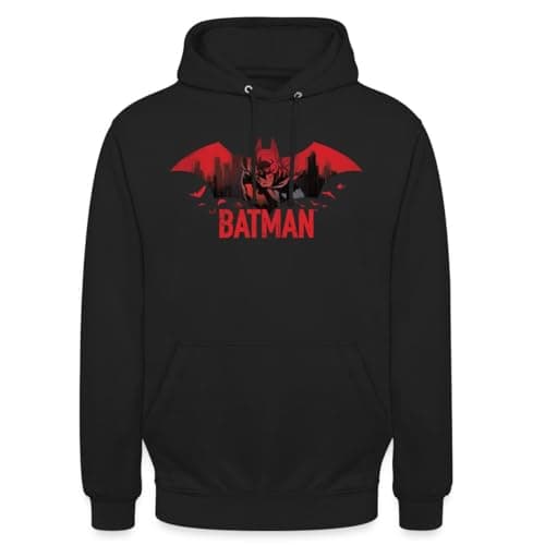 Image of Spreadshirt Batman With Bats And Red Batman Logo Unisex Hoodie, XXL, black