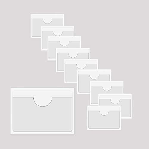 Image of Baikeen Clear Adhesive Pockets Sleeves,Plastic Self Adhesive Label Holders Pockets Holder for Index Cards Planners Cabinets Shelves (310x217mm - 10pcs)