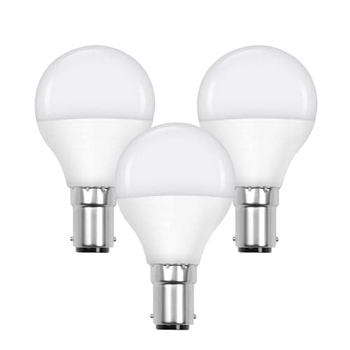 Image of B15 Small Bayonet Cap Fitting LED Light Bulb, 4.9W 40 watts Equivalent, Energy Saving, Golf Ball G45 Light Bulbs, Daylight 6500K, Long-Lasting, Bright Led Bulbs, 470 Lumen, Non-Dimmable, Pack of 3