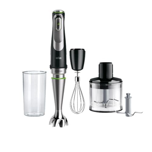 Image of Braun MultiQuick 9 Hand Blender, Hand Mixer, XL Food Processor, Active PowerDrive Technology, 500 ml Chopper, BPA-Free 600 ml Beaker with Lid, 1200W, 220-240 V, 50-60 Hz, MQ 9135XI, Black