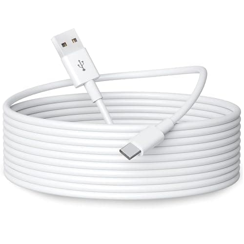 Image of OXZEEWEE 5M USB A to USB C Power Extension Cable for Home Security Cameras, 5V 2A 10W Type C Charging and Data Sync Cable for Smartphones, Tablets, and More (White)