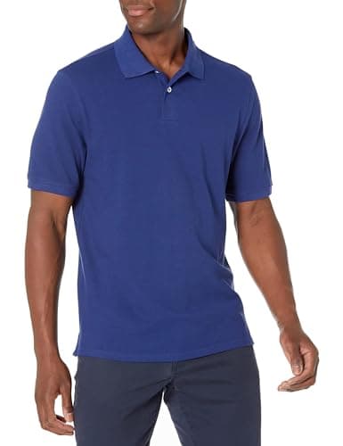 Image of Amazon Essentials Men's Regular-Fit Short-Sleeve Cotton Piqué Polo Shirt (Available in Big and Tall), Navy, XXL