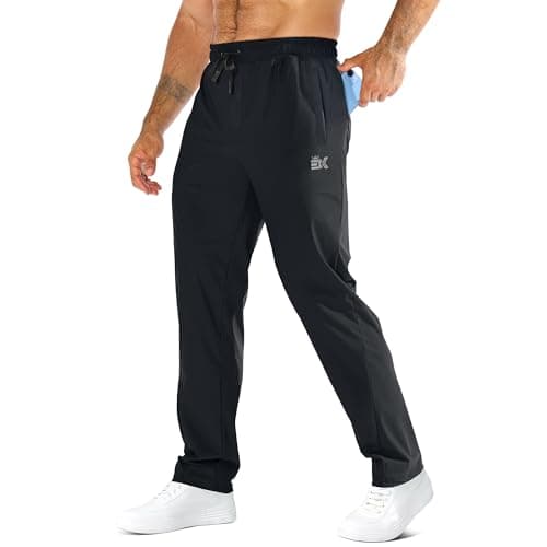 Image of BROKIG Mens Dry Gym Tracksuit Bottoms, Cooling Joggers Trousers, Stretch Golf Running Jogging Bottoms (Large, Black)