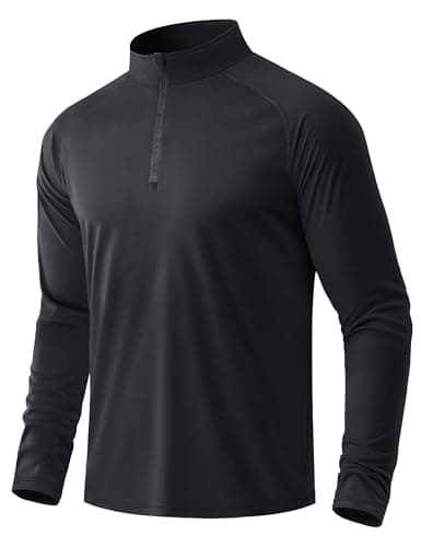 Image of MAGCOMSEN Men's T Shirts Running Gym 1/4 Zip Long Sleeve Sun Protection UPF 50+ Tops Sports Breathable Summer Rash Guard Shirt,Black,2XL