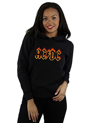 Image of Absolute Cult AC/DC Women's Flames Logo Hoodie Black Medium