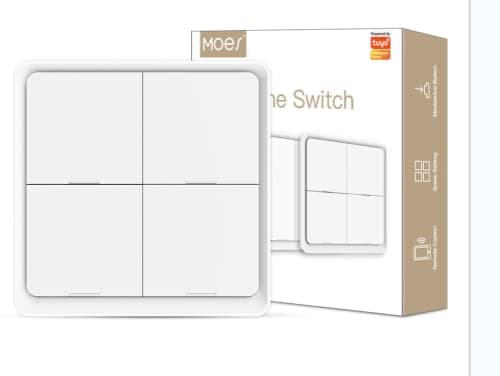 Image of MOES Scene Switch, ZigBee Wireless 12 Scene, Mechanical Push Button Battery Powered, Smart Home Automation Scenario Switch for Tuya Smart Devices, Requires ZigBee Gateway, White