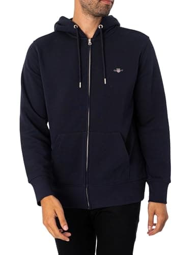 Image of GANT Men's REG Shield Full Zip Hoodie, Evening Blue, Standard, Evening Blue, M