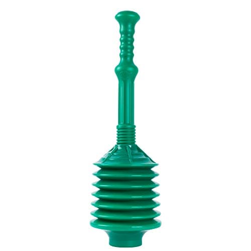 Image of VETTA Professional Bellows Accordion Toilet Plunger, High Pressure Thrust Plunge Removes Heavy Duty Clogs from Clogged Bathroom Toilets, All Purpose Commercial Power Plungers for Any Bathrooms, Green