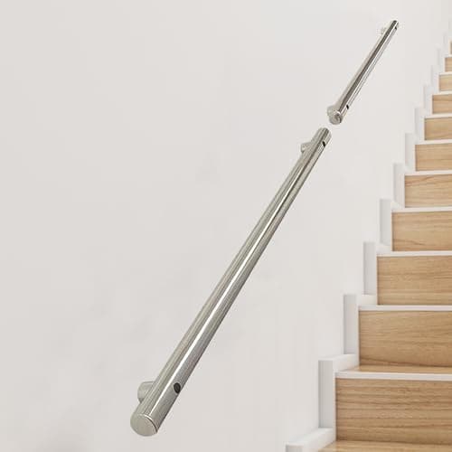 Image of Stainless Steel Hand Rail for Stairs - 1m 120cm 1.5m 180cm 2m 3m Modern Round Pipe Stair Railing, Wall Mounted Exterior Staircase Handrails for Indoor Outdoor (Size : 3.3ft/100cm)