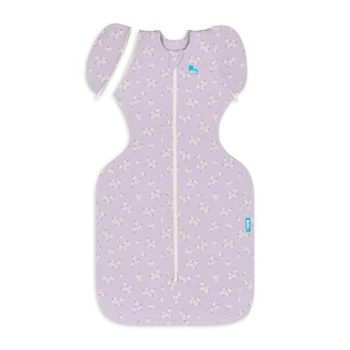 Image of Love To Dream Swaddle UP Transition Bag, Medium 6–8.5 kg |Lilac Meadow | Snug Fit with Zip-Off Wings | 1.0 TOG Ideal for Spring & Summer (20–24°C) | Machine Washable Cotton & Double Zip