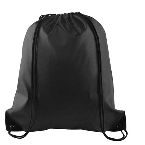 Image of PLULON Black Drawstring Bags Drawstring Backpack Bulk, String Backpack Cinch Sack Sport Gym Bags for Yoga Traveling Outdoor Sports