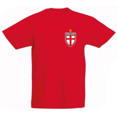 Image of Second Ave Baby/Children's Kids England Flag Badge Euros World Cup Football Red T Shirt Top Kit Boys & Girls