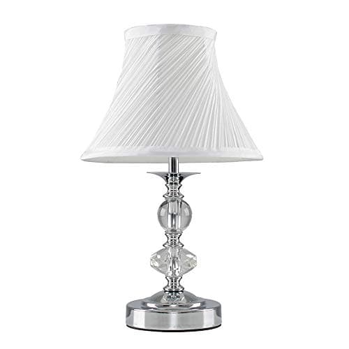 Image of MiniSun | Modern Polished Chrome and Glass Touch Table Lamp with Pleated White Shade | Table Lamps, Home Décor & Improvement Essential | Includes Bulb [3000K Colour Temperature]
