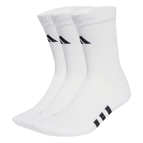 Image of adidas Unisex Kids Performance Cushioned Crew Socks 3 Pairs, White/White/White, 5-6 Years