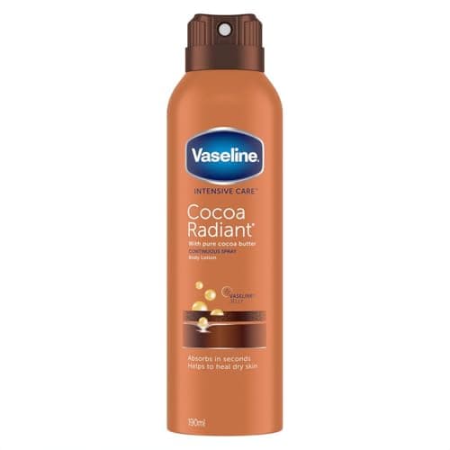 Image of Vaseline Intensive Care Cocoa Radiant with Vaseline Jelly Spray Moisturiser for Very Dry Skin 190 ml (3 Pack)