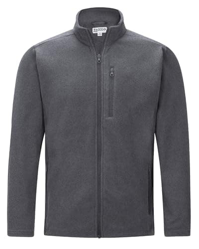 Image of 33,000ft Mens Fleece Jackets Lightweight Warm Full Zip Casual Coat Microfleece Sweater Outerwear Running Jacket for Outdoor Hiking Travelling Hemp Grey L