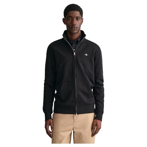 Image of GANT Men's REG Shield Full Zip Sweatshirt, Black, Standard, black, S