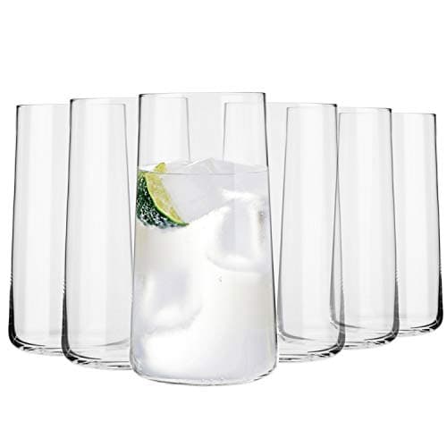 Image of Krosno Avant-Garde Tall Drinking Glasses Set of 6 – 550 ml – Lead-Free Crystal Glass Tumblers for Water, Juice & Cocktails – Modern Highball Glasses, Dishwasher Safe