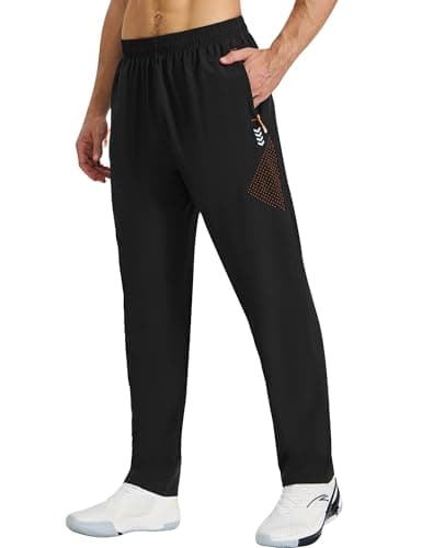 Image of Cimic Mens Tracksuit Bottom with Zipper Pockets Running for Men Joggers Lightweight Sweatpants Sports Casual Trousers,C3069Black,L