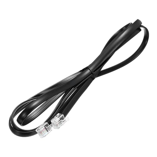 Image of sourcing map 1 Pack Telephone Cord, 4.9ft Phone Cable RJ12 6P6C Male to Male Straight Wired Handset Cord for Home, Office, Black