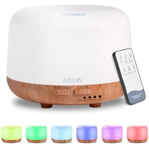 Image of Diffuser 300ML Classic Design Aromatherapy Ultrasonic Air Vapouriser Essential Oil Diffusers Humidifier Scented Fragrance with Remote, Mist Modes, Automatic Off and 7 LED Lights for Home Office AZULON