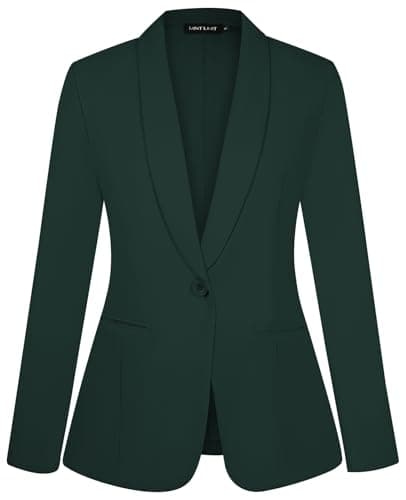Image of MINTLIMIT Button Blazer for Women Shawl Collar Suit Jacket Long Sleeve Blazers Jackets Double Welted Pockets (Dark Green S)